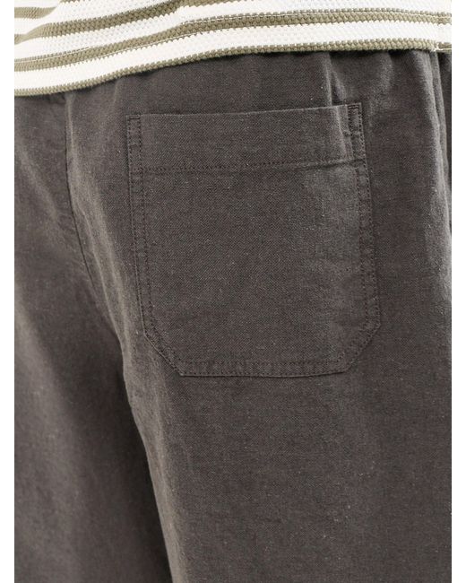 SELECTED Gray Harvey Regular Fit Linen Blend Shorts for men