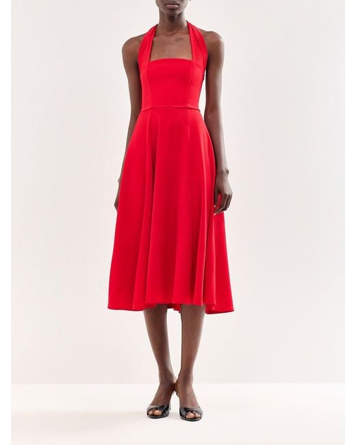 Club L London Red Auburn Halter Skater Midi Dress