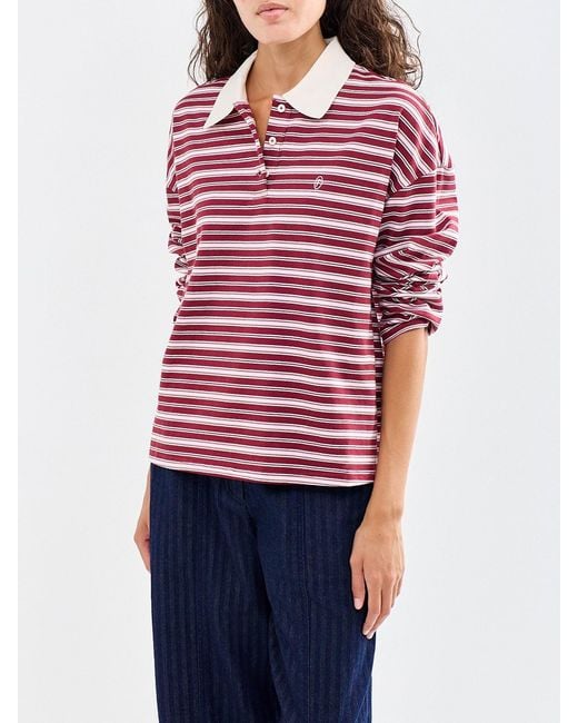 FRNCH Red Rumoi Cotton-Blend Polo Top