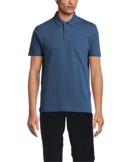 Sunspel Blue Men's Riviera Polo Shirt for men