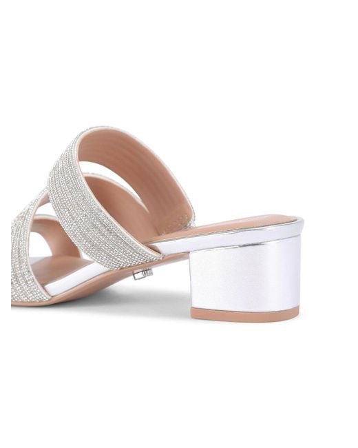 Carvela Kurt Geiger White Women's Gala Block Mule Jewel