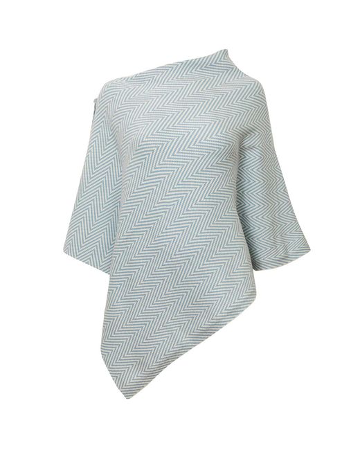 James Lakeland Blue Chevron Button Poncho