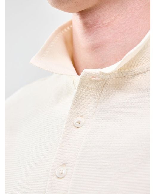 Fred Perry White Jacquard Polo Shirt Cream for men