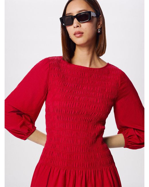 Whistles Red Wide Spaced Shir Dress