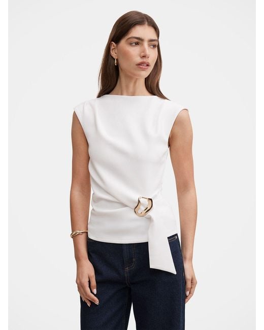 Forever New White Serena Hardware Detail Blouse