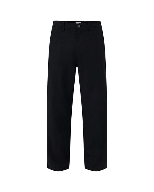 Only & Sons Black Loose Cotton-Linen Trousers for men