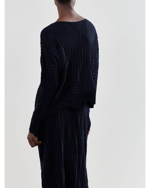 Oska Black Stretch-Knit Long-Sleeve Top