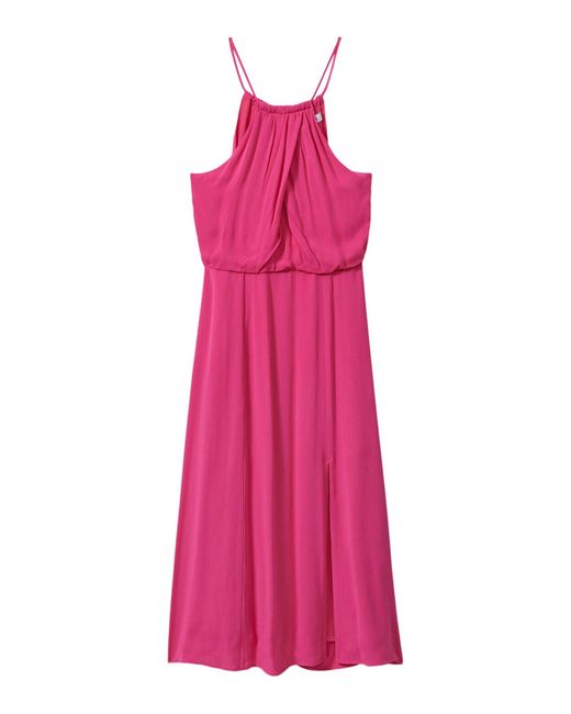 Reiss Pink Elliana Drape Front Midi Dress