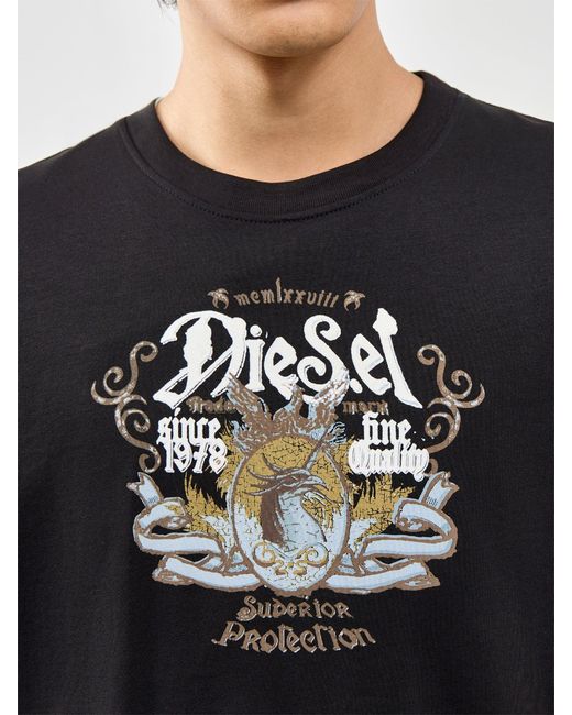 DIESEL Black Big Crest T-Shirt for men