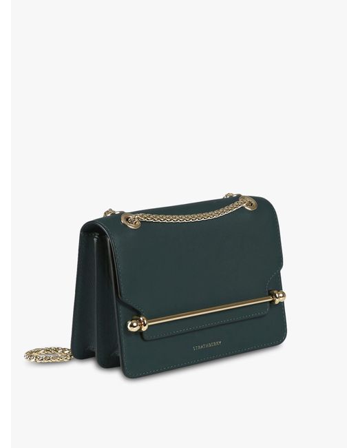 Strathberry Green East West Shoulder Bag With Leather