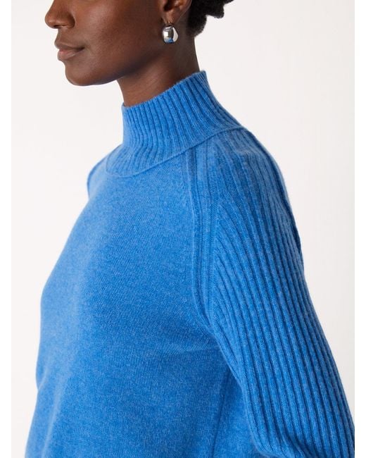 Whistles Blue Funnel Neck Knit