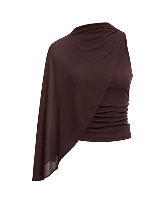 Forever New Brown Rosalind Asymmetrical Cape Top