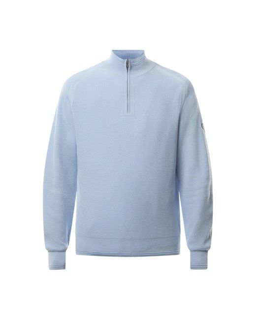 Belstaff Blue Men's Guide Textured Quarter Zip Jumper for men