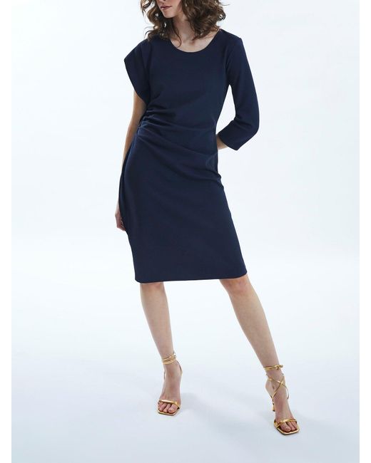 James Lakeland Blue Side Ruched Asymmetrical Dress