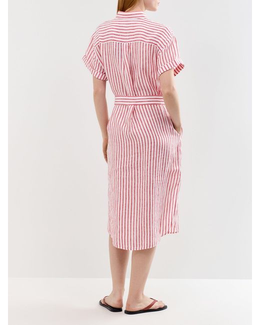 Polo Ralph Lauren Pink Midi Stripe Ss Shirt Dress