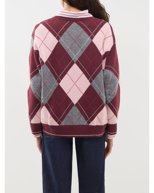 Nobody's Child Pink Oversized Argyle Jumper, Wool Blend