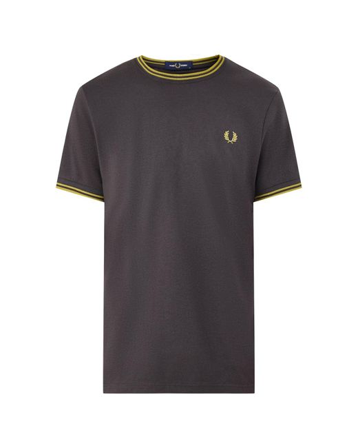 Fred Perry Gray Twin Tipped T-Shirt for men