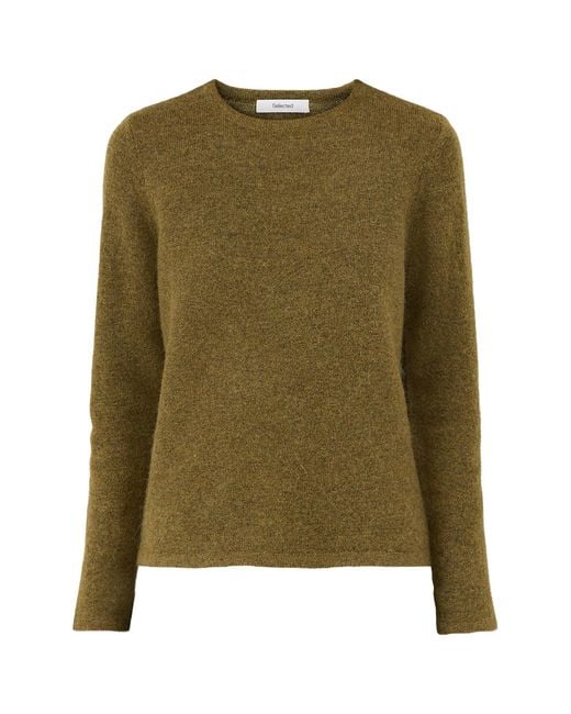 SELECTED Green Lulu Alpaca Blend Crew Neck Jumper