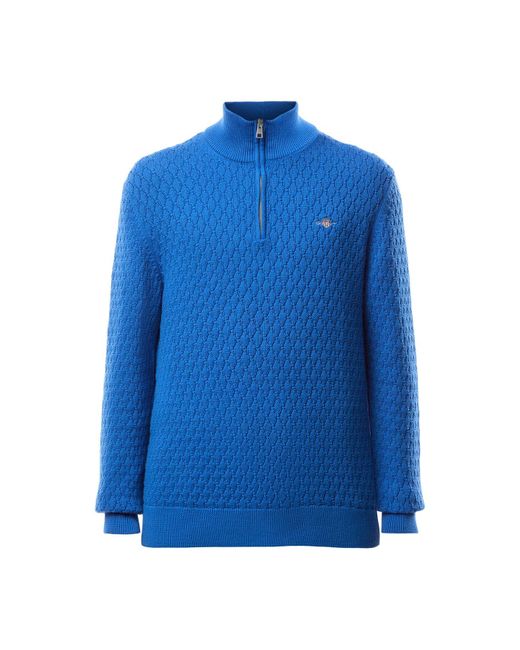 Gant Blue Textured Half Zip for men