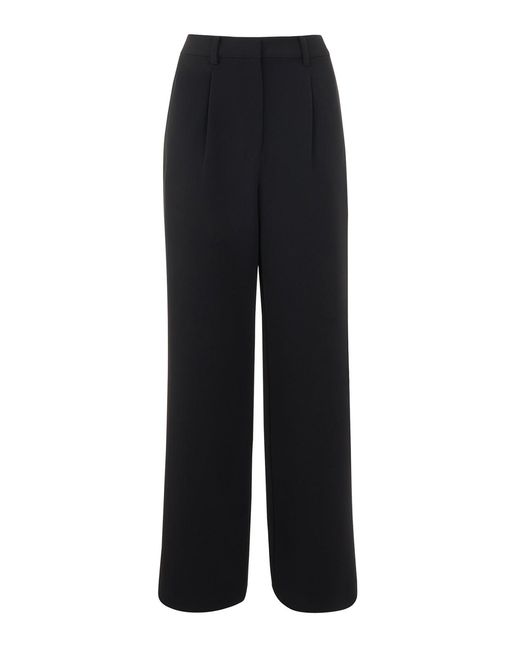 Whistles Black Crepe Side Stripe Trouser, Wood/Metal