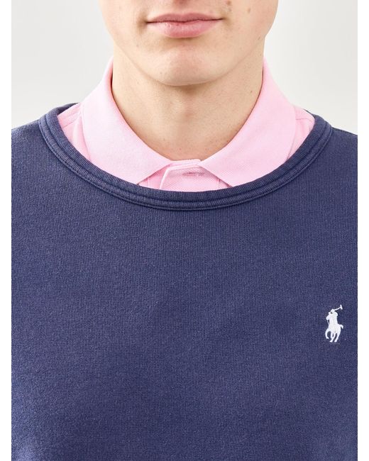 Polo Ralph Lauren Blue Terry Crew Neck Sweatshirt for men