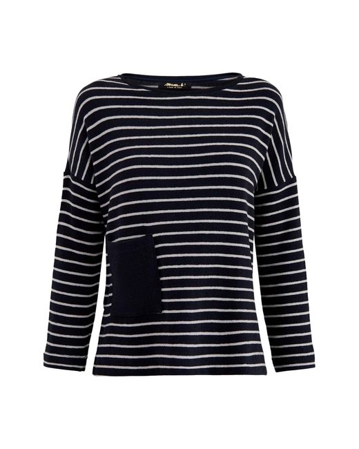 Mama B. Black Boat Neck Stripe Knit Top