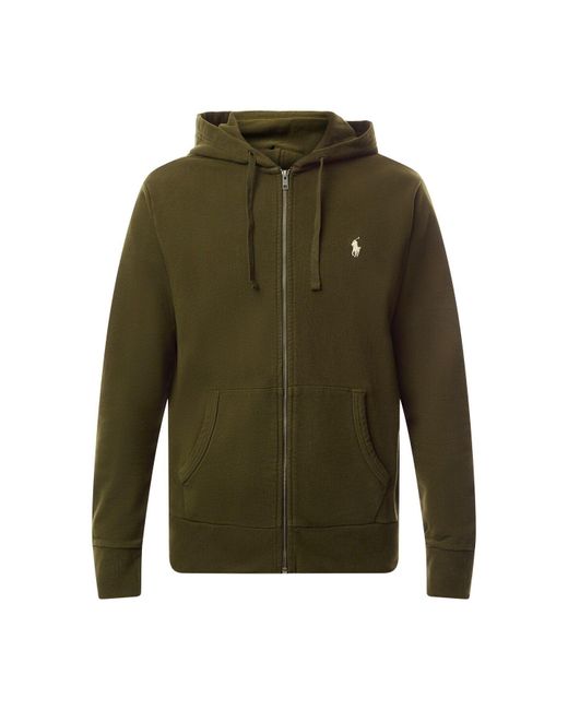 Polo Ralph Lauren Green Loopback Fleece Zip Through Hoodie for men