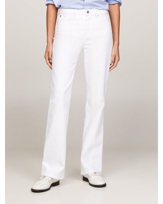 Tommy Hilfiger White Mid Rise Bootcut Jeans
