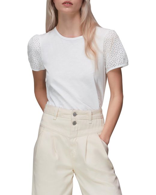 Whistles White Women's Broderie Puff Sleeve Top