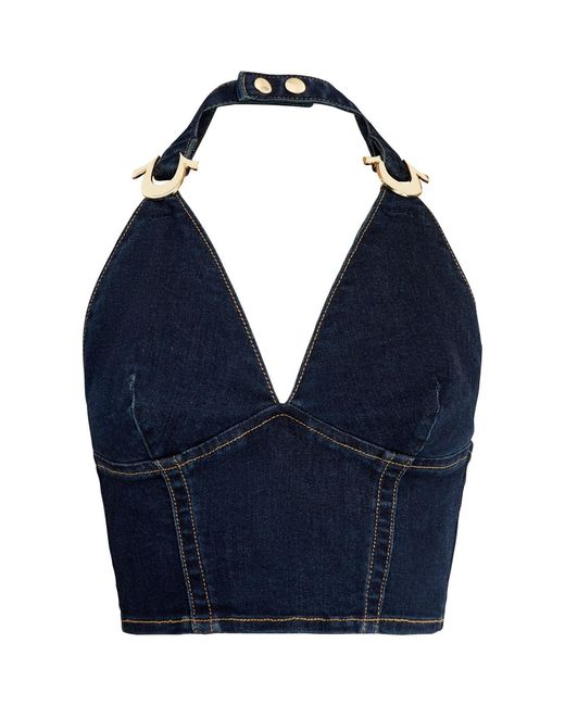 True Religion Blue Tie Halter Top