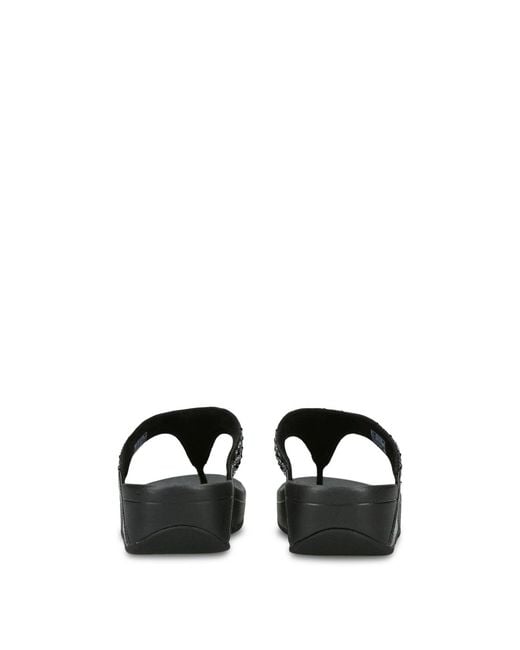 Fitflop White Lulu Crystal-Mix Toe-Post Sandals