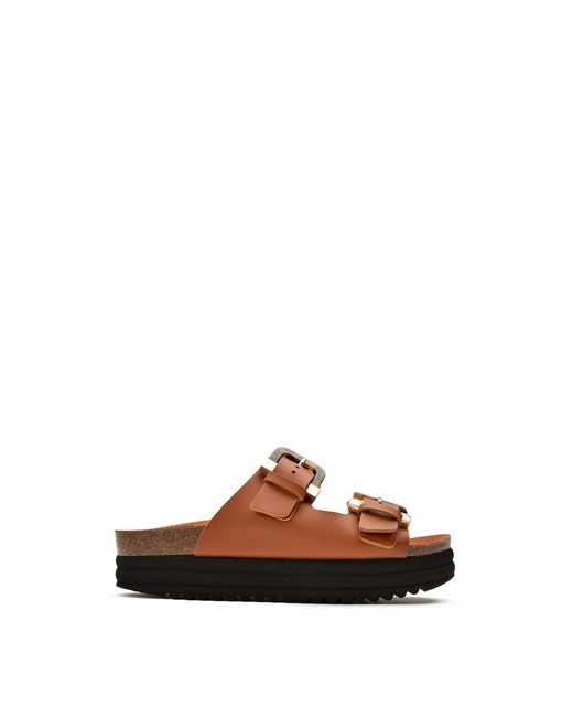 Soletrader Brown Plum Footbed Sandals