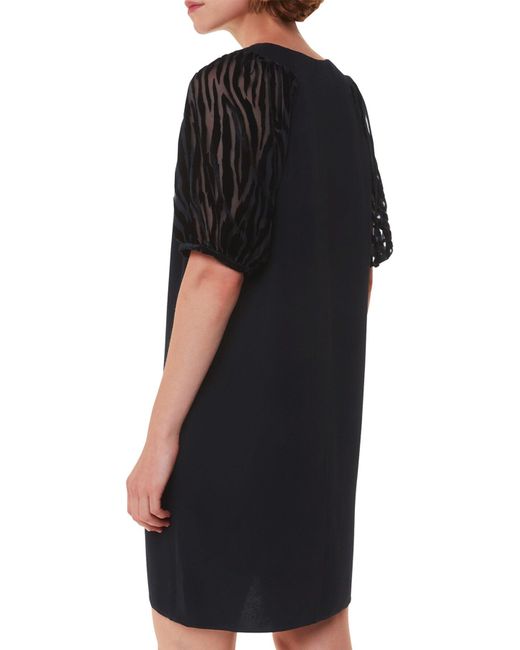 Whistles Black Women's Lucy Zebra Velvet Sleeve Dress