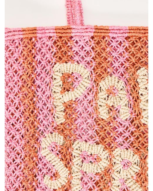 The Jacksons Pink Small Palm Springs Raffia Tote Bag