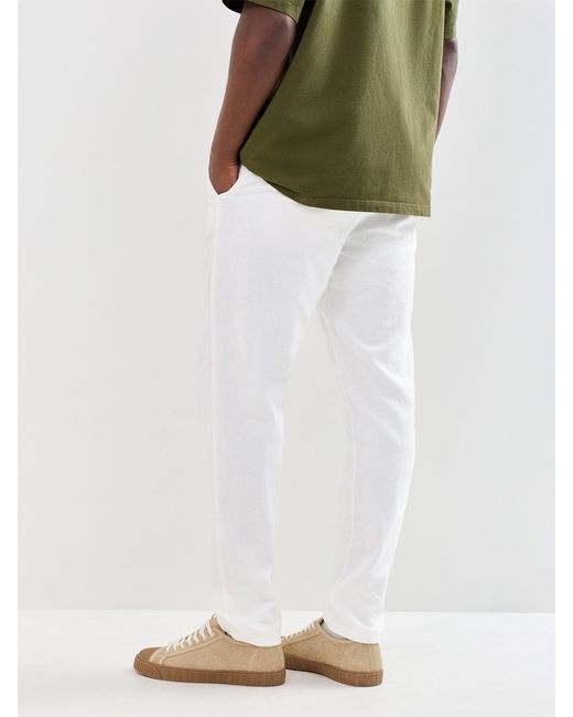 SELECTED Gray Slim Tape Brody Linen Blend Trousers for men