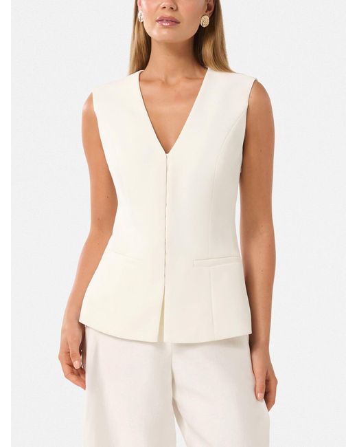 Forever New White Hattie Hook And Eye Waistcoat
