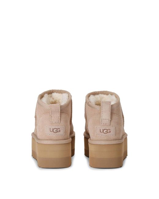 Ugg Natural Classic Ultra Mini Plaform Suede Ankle Boots