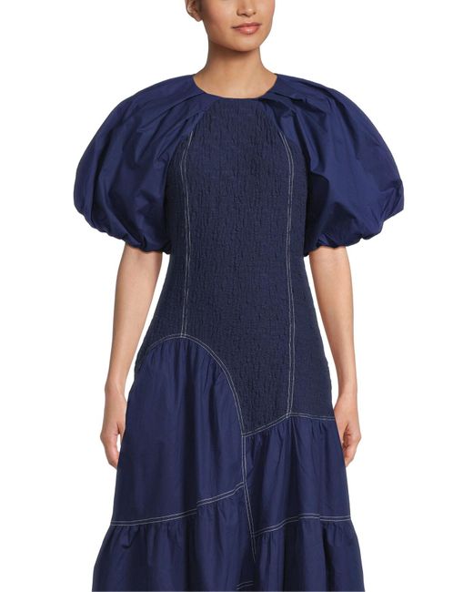 LOVEBIRDS Blue Women's Ruched Gathered Dress