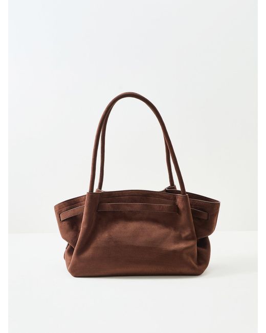 JW PEI Brown Hana Wide Faux Suede Tote Bag