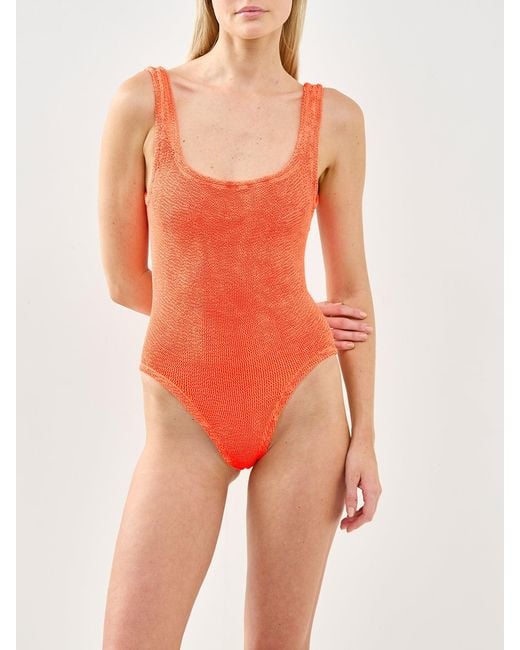 Hunza G Red Square Neck Swimsuit