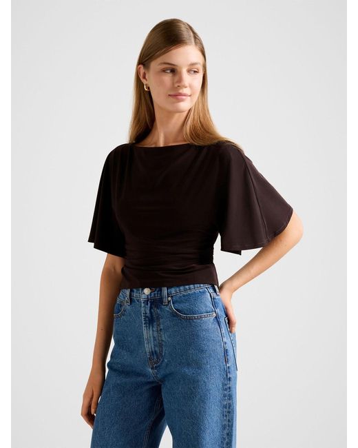 Forever New Black Paige Flutter Sleeves Tie Back Top