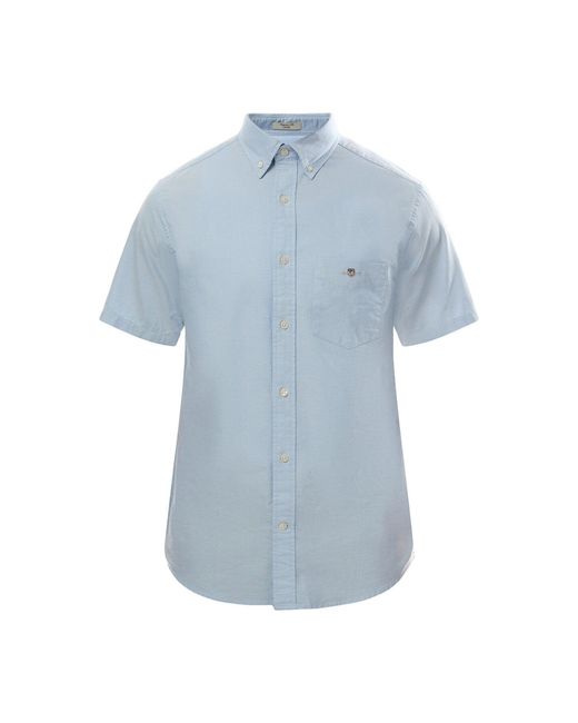 Gant Blue Regular Fit Classic Oxford Short Sleeve Shirt for men