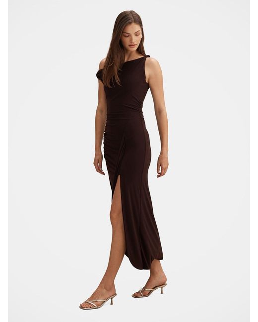Forever New Purple Vicky Asymmetric Jersey Maxi Dress