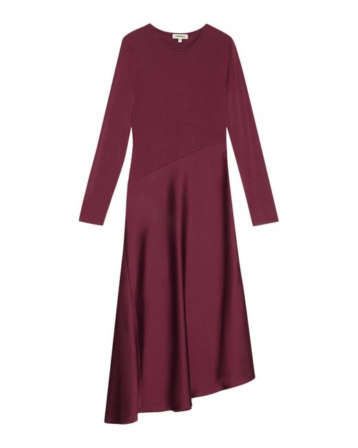 Albaray Purple Satin & Jersey Asymmetric Dress