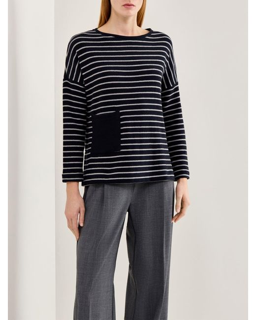 Mama B. Black Boat Neck Stripe Knit Top