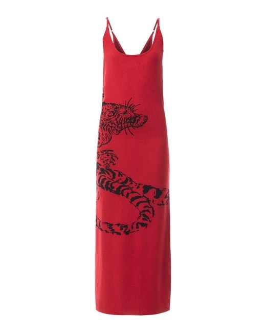 Ed Hardy Red Snow Tiger Knitted Maxi Dress