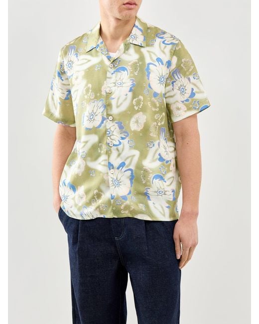 Paul Smith Green Floral Short Sleeve Shirt for men