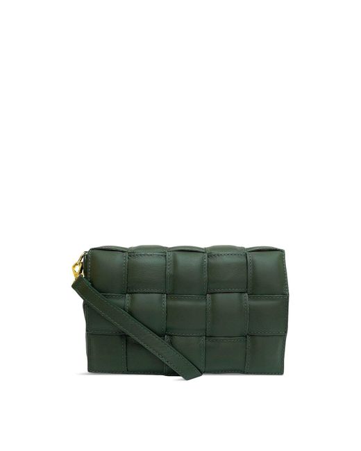 Apatchy London Green Women's Racing Padded Woven Leather Crossbody Bag
