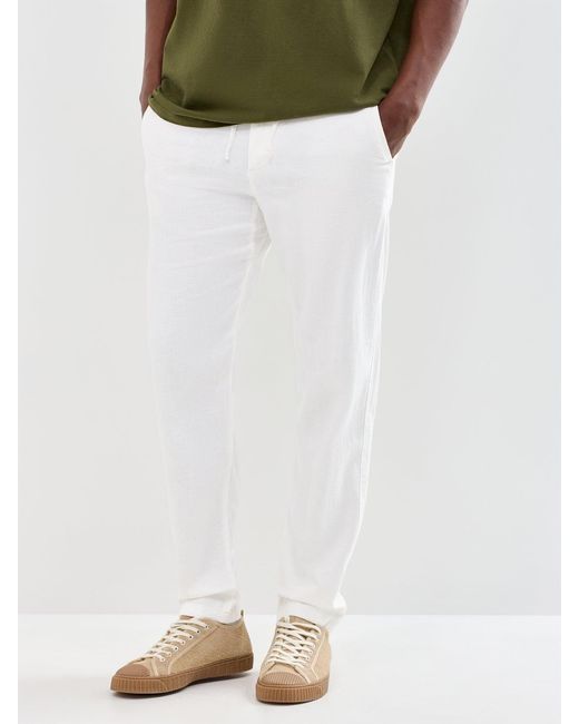 SELECTED Gray Slim Tape Brody Linen Blend Trousers for men
