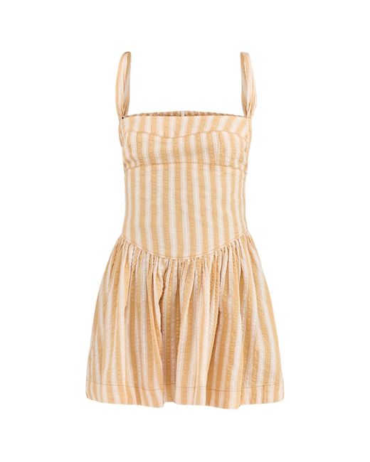 Free People Natural Laurel Plaid Mini Dress Neutral